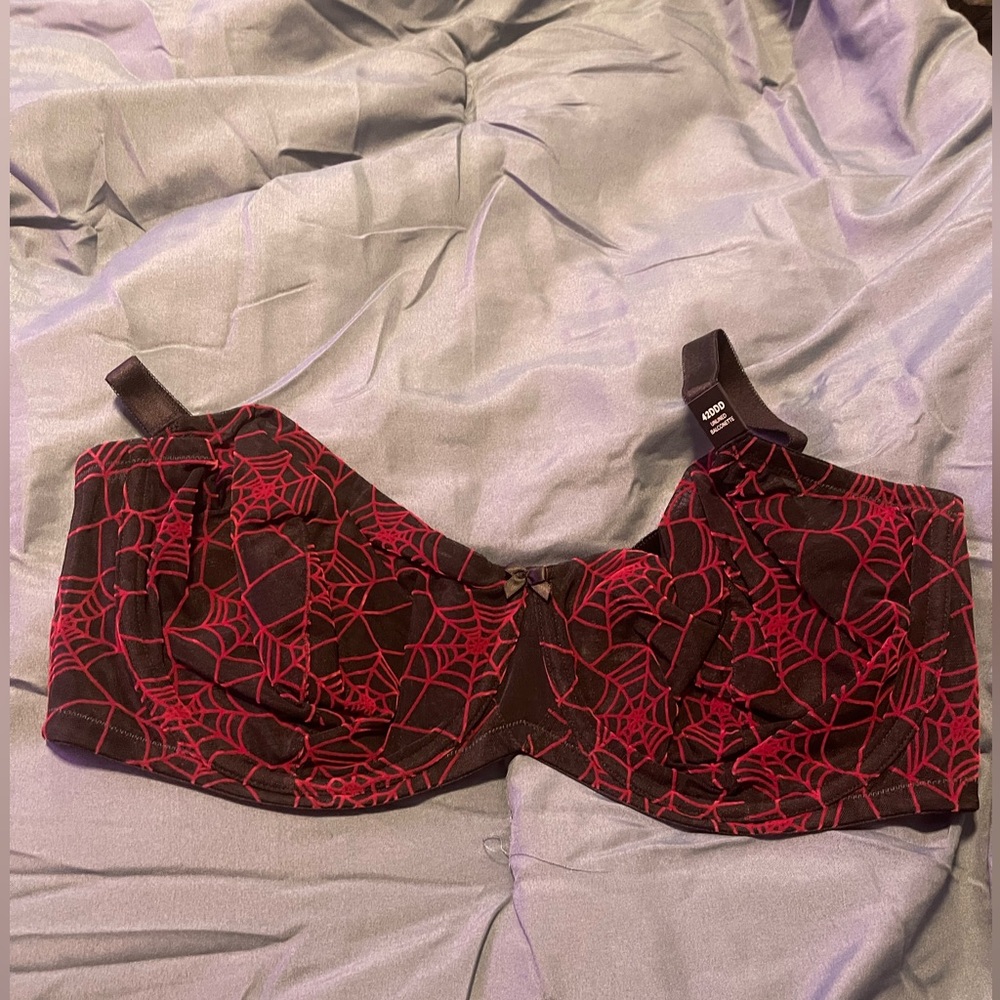 Torrid Black and Red Spiderweb Bra